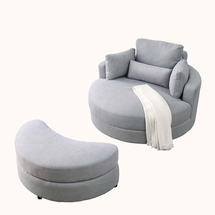 White linen swivel discount chair